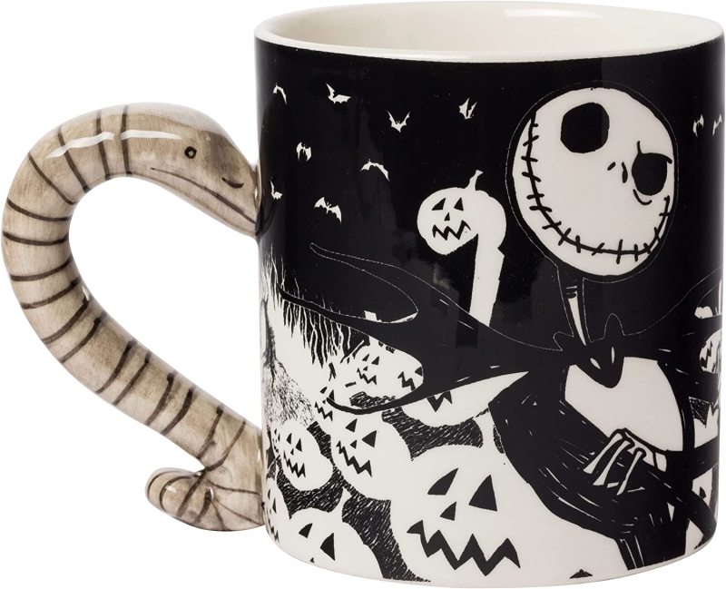 Nightmare Before Christmas Jack and Moonlight Snake Sculpted Handle Ceramic Mug