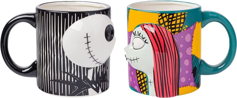 Nightmare Before Christmas Jack and Sally Kiss 3D Sculpted Mug