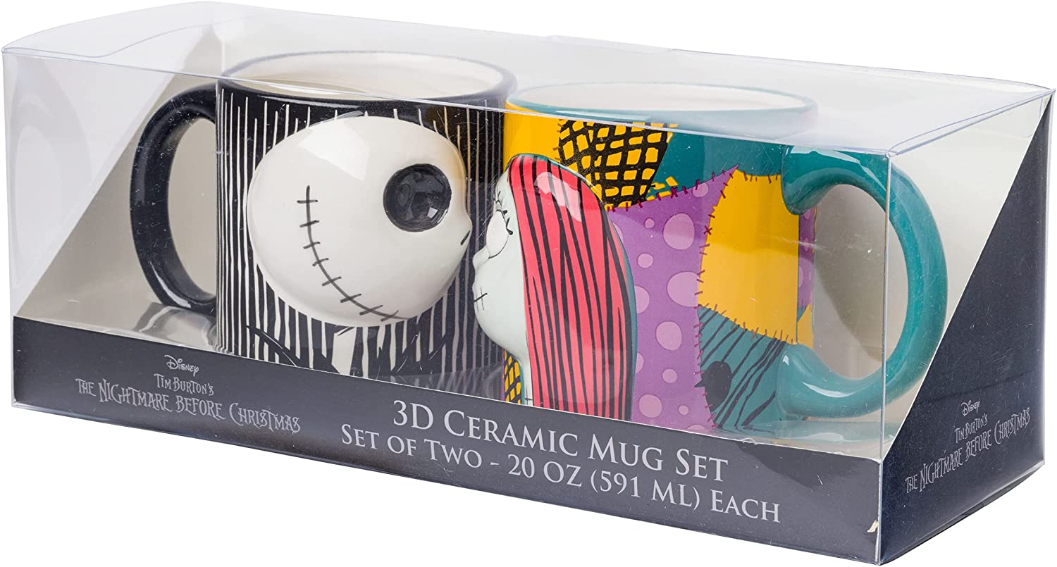 Nightmare Before Christmas Jack and Sally Kiss 3D Sculpted Mug