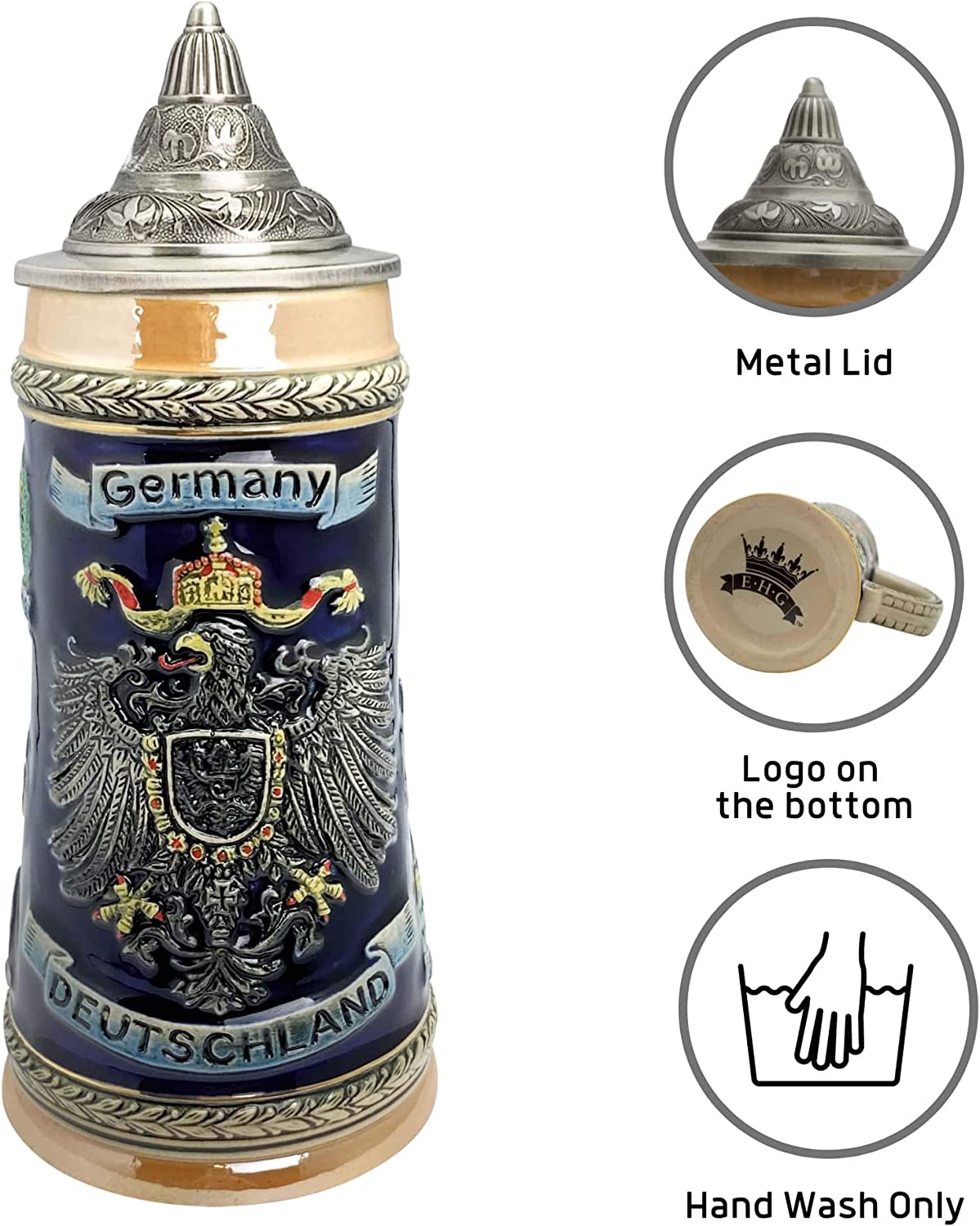 Deutschland Germany Eagle Deluxe Ceramic Beer Stein