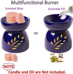 Classic Leaf Carving Blue Ceramic Essential Oil Burner