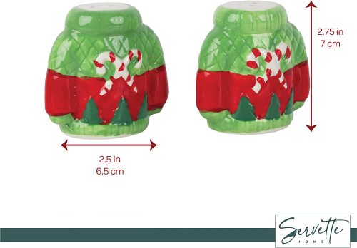 Ugly Christmas Sweater With Candy Cane Salt and Pepper Shaker