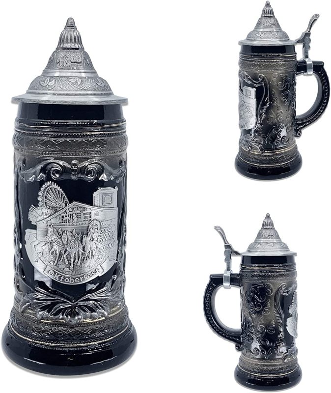 1 Liter Charcoal Black Oktoberfest Beer Mug