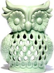 Classic Leaf Carving Blue Ceramic Essential Oil Burner
