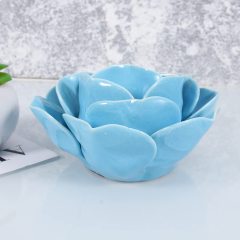 Ceramic Lights Holder Candlesticks- Lotus Blue