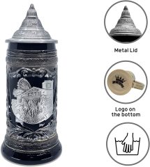 1 Liter Charcoal Black Oktoberfest Beer Mug