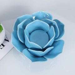 Ceramic Lights Holder Candlesticks- Lotus Blue