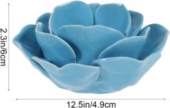 Ceramic Lights Holder Candlesticks- Lotus Blue