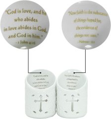 Ceramic Christian Cross Tealight Candle Holder