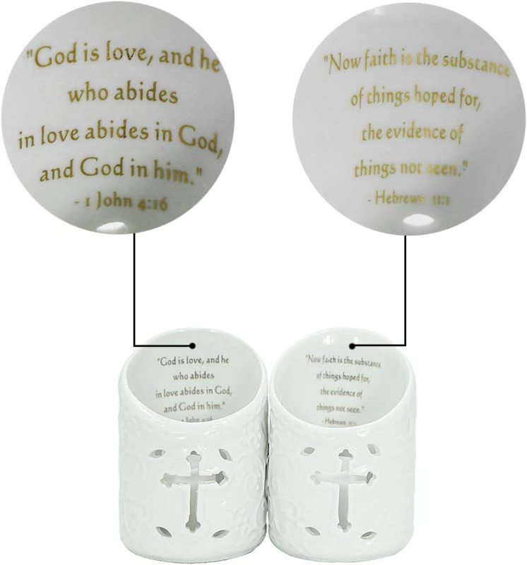 Ceramic Christian Cross Tealight Candle Holder