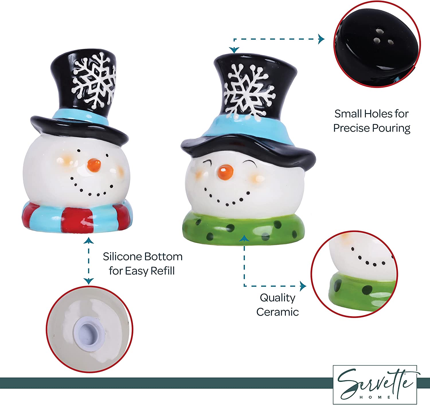 Snowman and Santa Salt and Pepper Shaker