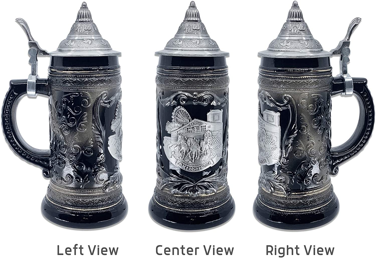 1 Liter Charcoal Black Oktoberfest Beer Mug