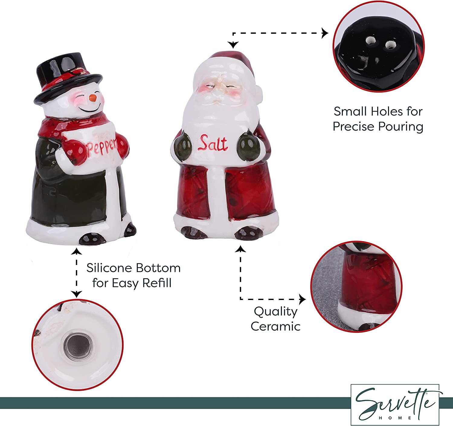 Snowman and Santa Salt and Pepper Shaker
