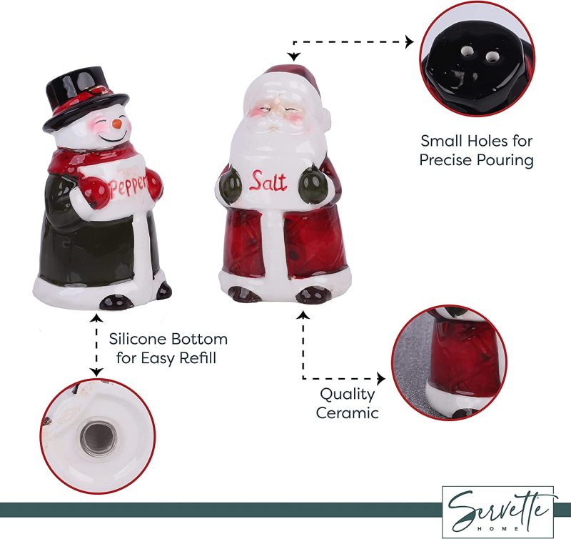 Snowman and Santa Salt and Pepper Shaker