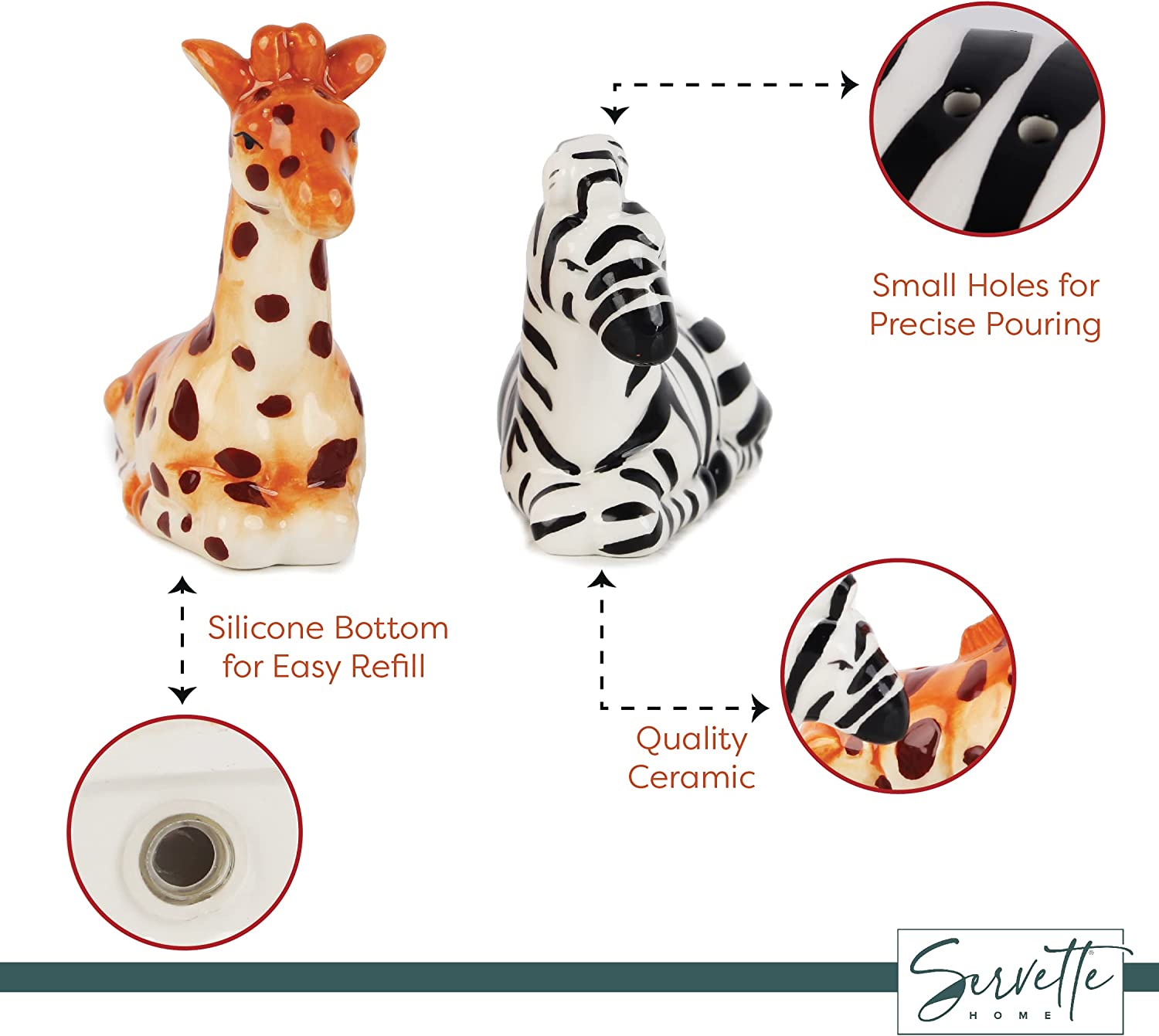Giraffe & Zebra Salt & Peppers Shakers