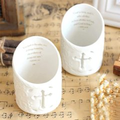 Ceramic Christian Cross Tealight Candle Holder