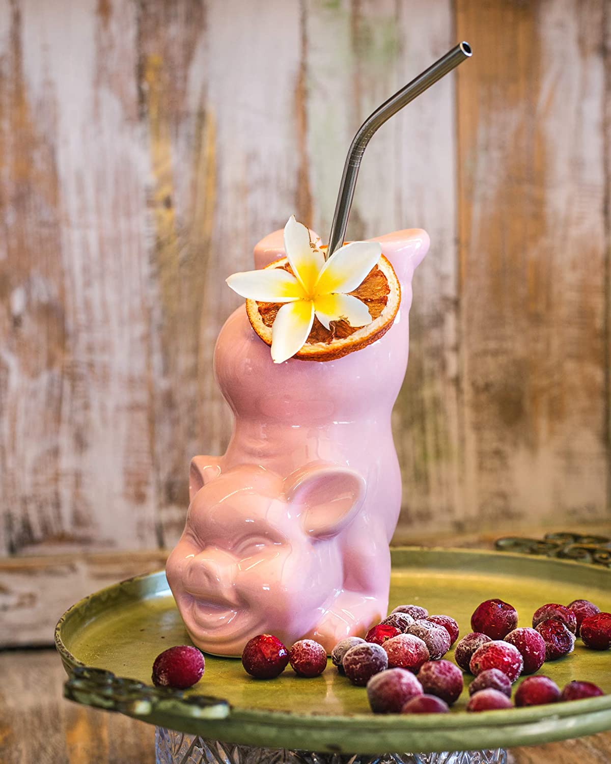 Pink Pig Bottoms Up Ceramic Cocktail Tiki Mug