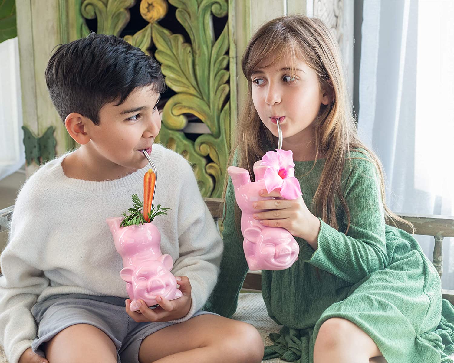 Pink Pig Bottoms Up Ceramic Cocktail Tiki Mug