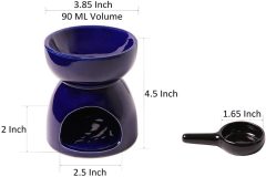 Classic Leaf Carving Blue Ceramic Essential Oil Burner