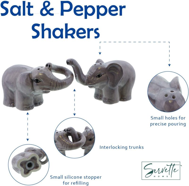 Interlocking Elephants Salt & Peppers Shakers