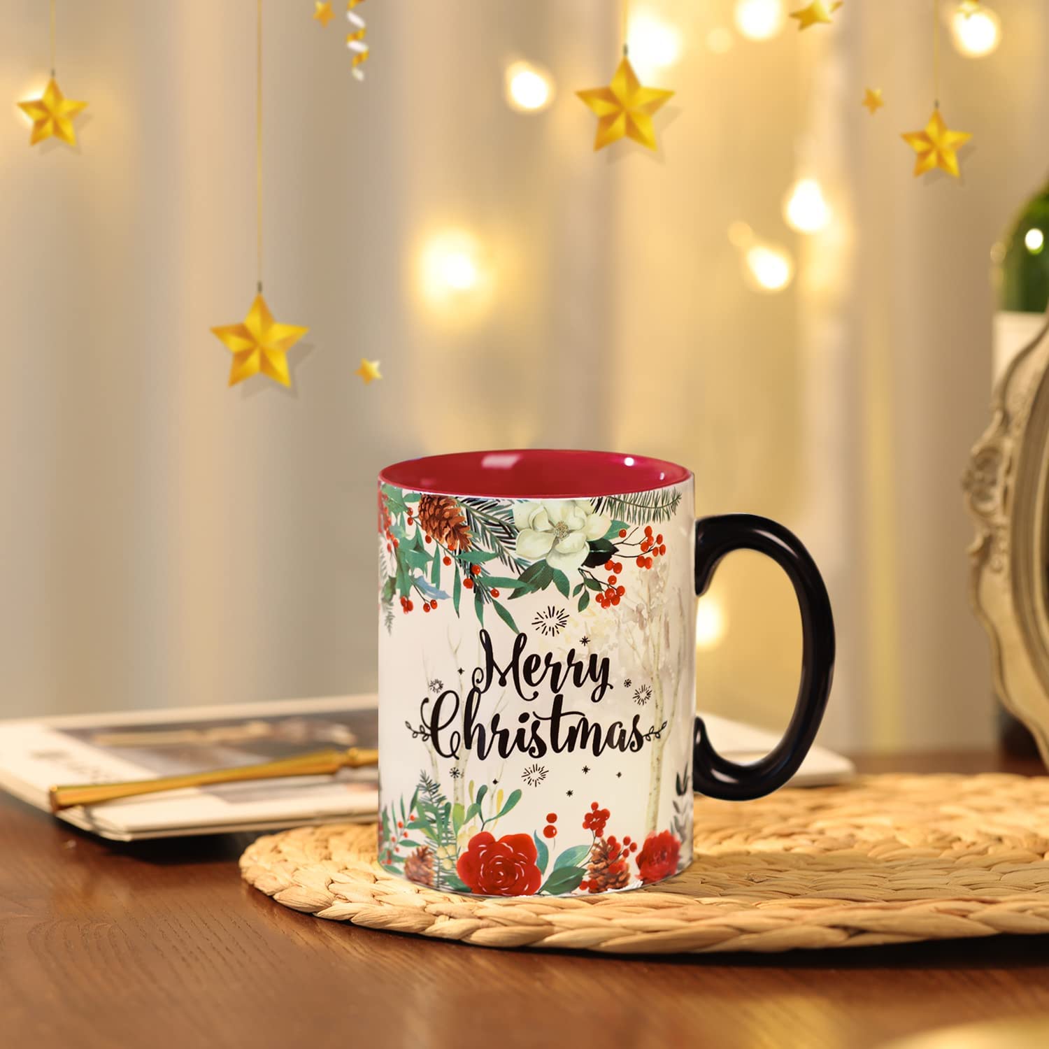 Christmas Mug Ceramic Coffee Mug Deer Mug with Handle Large Tea Cup Personalized Christmas Gift 18oz