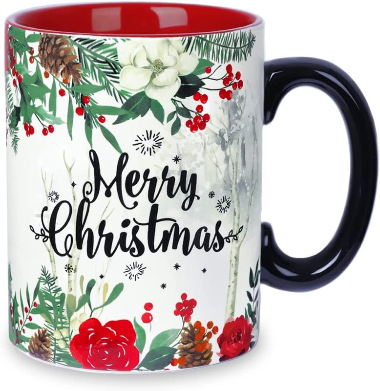Christmas Mug Ceramic Coffee Mug Deer Mug with Handle Large Tea Cup Personalized Christmas Gift 18oz