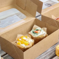 24 Pcs Cookie Boxes with Window for Paper Gift Giving Brown Bakery Cupcake Boxes 9" x 6.3" x 3" for Packaging Easy Estate Holiday Pastry Dessert Boxes for Pastries,Cookies, Donuts.