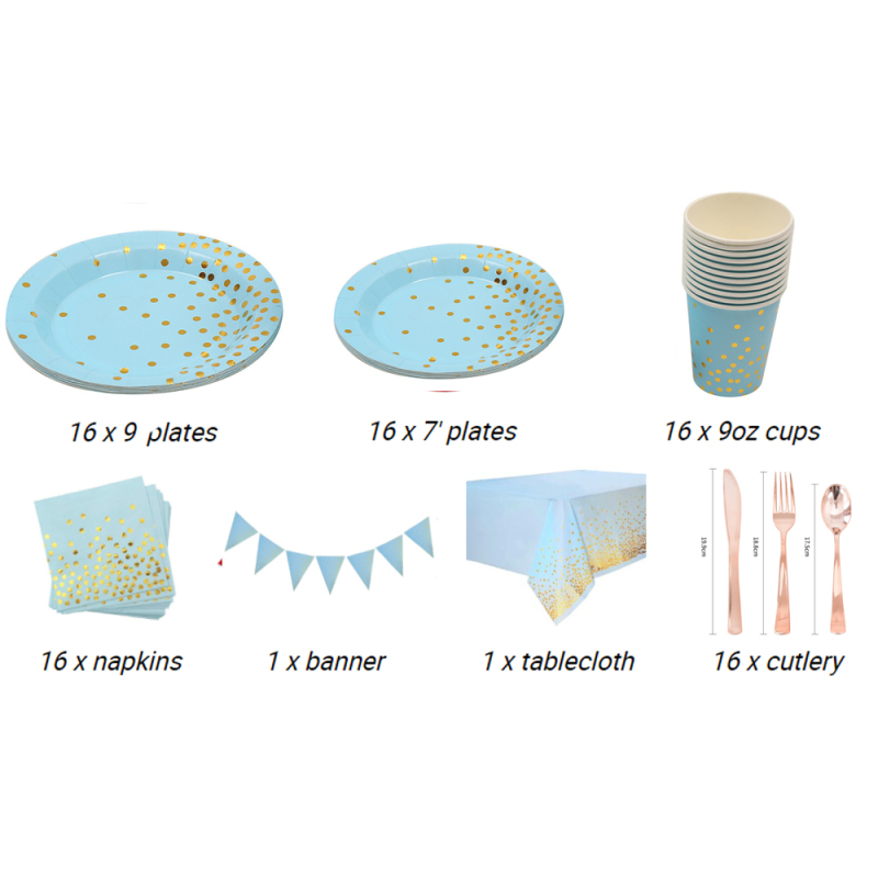 82pcs Kids Party Favors Birthday Gold foil Theme Set Decoration In Party Supplies