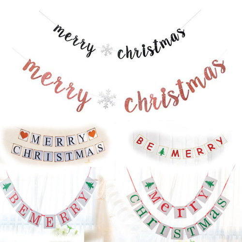 Merry Christmas Garland Paper Banner for Christmas Party