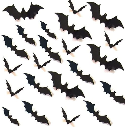 Bats Wall Decor,12 Pcs 3D Bat Halloween Decoration Stickers for Home Decor 4 Size Waterproof Black Spooky Bats for Room Decor