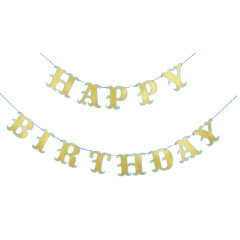 Happy Birthday Banner White & Gold Party Decorations Unique Paper Birthday Bunting Flag Banner