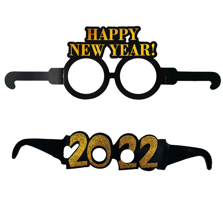 6 pcs Happy New Year Paper Eyeglasses 2022 Eyeglass Fancy New Year Party Glasses 2022 New Year's Eve Party Supplies