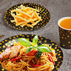 Gold dot disposable plates cups and napkins birthday party supplies tableware Sets Party Decorations Supplies