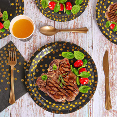 Gold dot disposable plates cups and napkins birthday party supplies tableware Sets Party Decorations Supplies