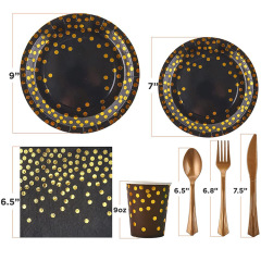 Gold dot disposable plates cups and napkins birthday party supplies tableware Sets Party Decorations Supplies
