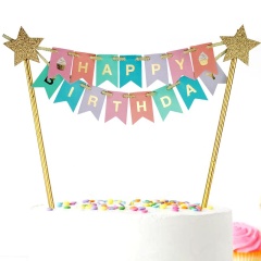 Happy Birthday party decorations kids birthday cake supplies accessories cupcake toppers paper straws