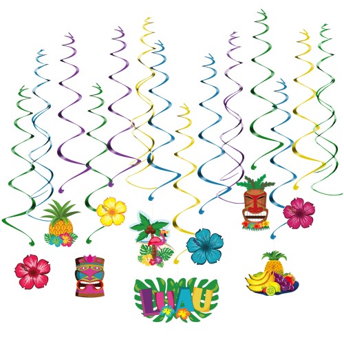 Summer Party Swirl Decoration Hawaii Party Spiral Supplies Beach Swimming Pool Party Decor Aloha Letter Banner
