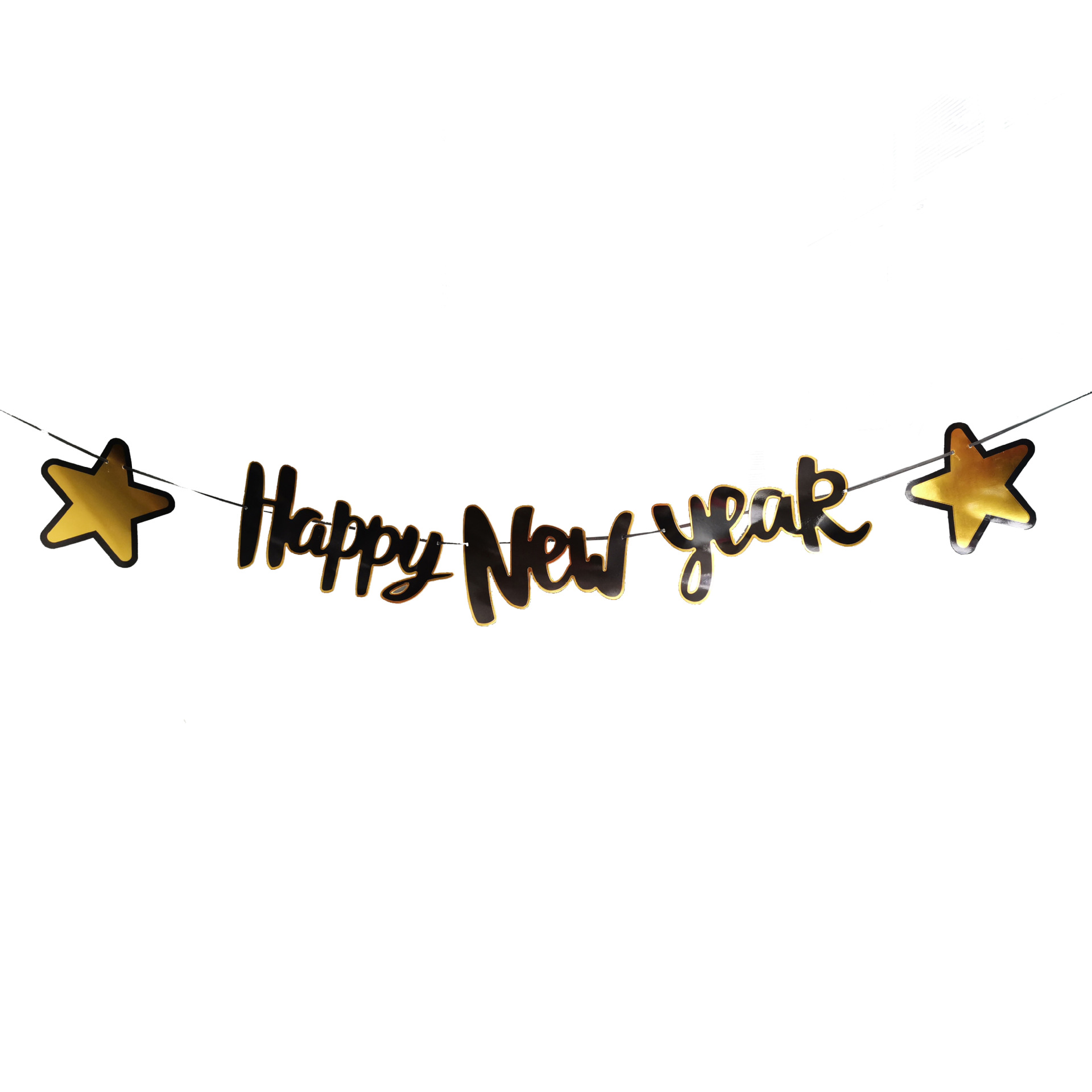 Wholesale New Design Large Size Black Gold Happy New Year 2022 Paper Banner