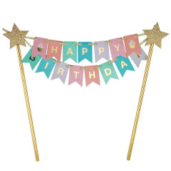 Happy Birthday party decorations kids birthday cake supplies accessories cupcake toppers paper straws