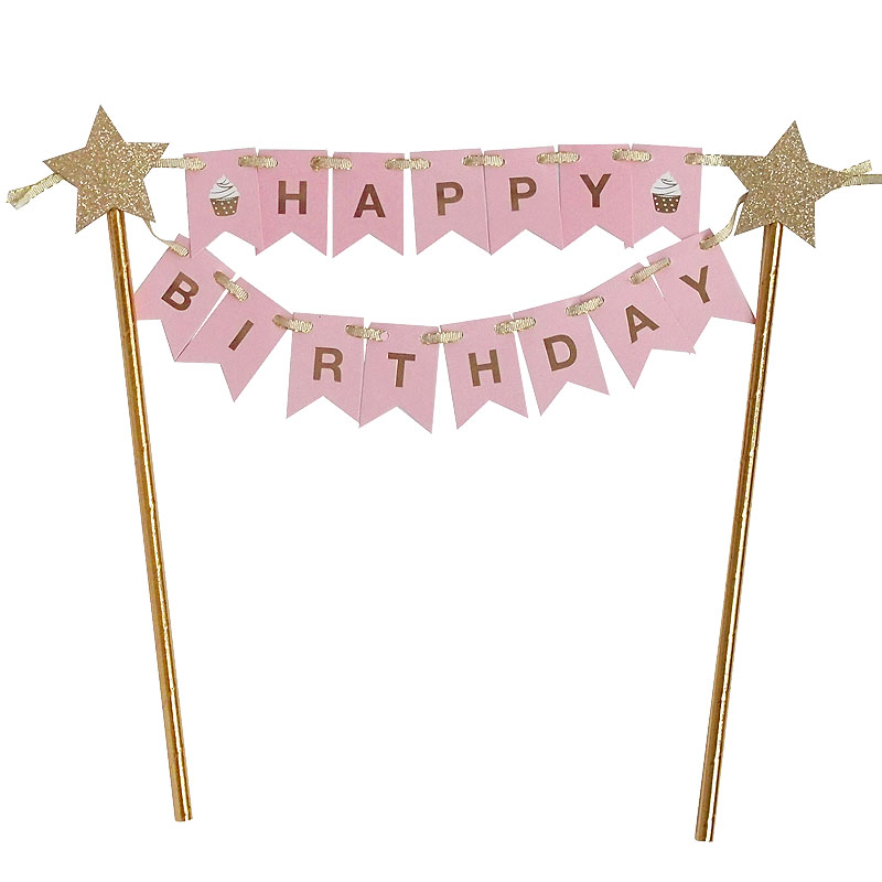 Happy Birthday party decorations kids birthday cake supplies accessories cupcake toppers paper straws