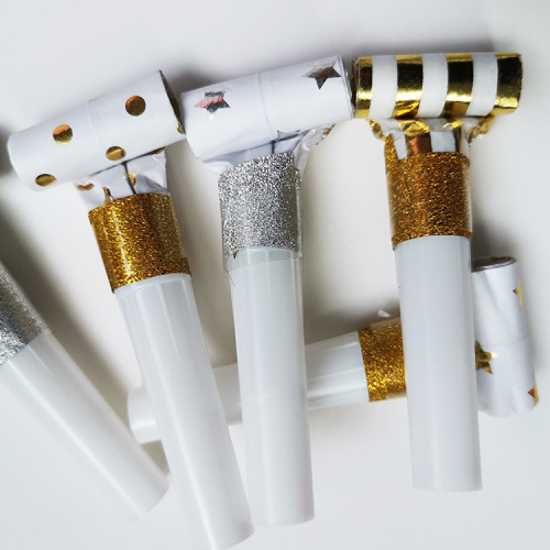 12 PCS Hot Birthday Party Funny Prop Noise Maker Toys Children Party Roll Gold Paper Blowouts