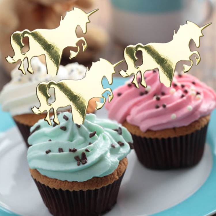 Unicorn Cupcake Toppers Reversible Food Picks Cake for Girl Birthday Party Decorations
