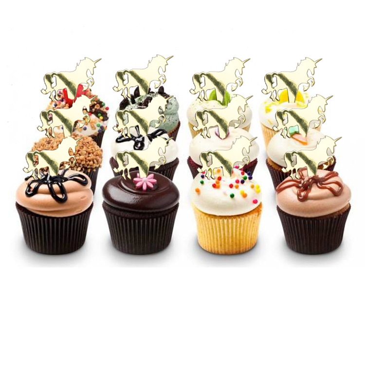 Unicorn Cupcake Toppers Reversible Food Picks Cake for Girl Birthday Party Decorations