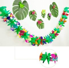 Paper Garland Decorations, 2PCS Hibiscus Garland Tissue Flower Banner Tropical Paper Flowers Luau Party Decorations