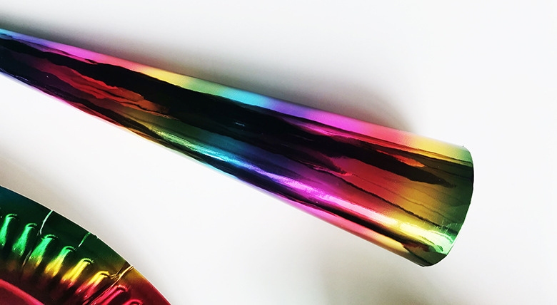 Party tableware disposable birthday dessert table cake paper plate hot stamping gradient color layout decorative paper plate