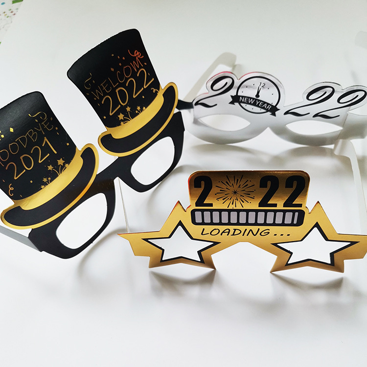 New Year Party Paper Glasses Company Annual Meeting Photo Props Glasses Decoration