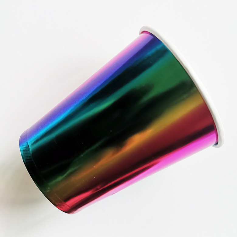 Party tableware disposable birthday dessert table cake paper plate hot stamping gradient color layout decorative paper plate