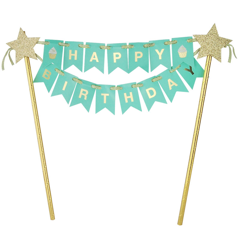 Happy Birthday party decorations kids birthday cake supplies accessories cupcake toppers paper straws