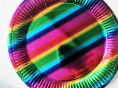 Party tableware disposable birthday dessert table cake paper plate hot stamping gradient color layout decorative paper plate