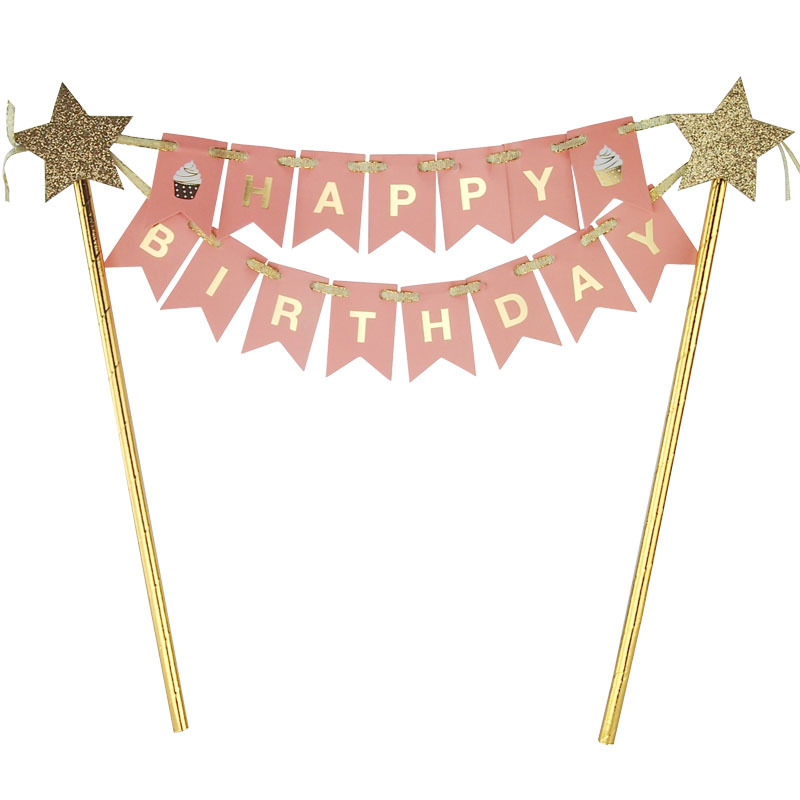Happy Birthday party decorations kids birthday cake supplies accessories cupcake toppers paper straws